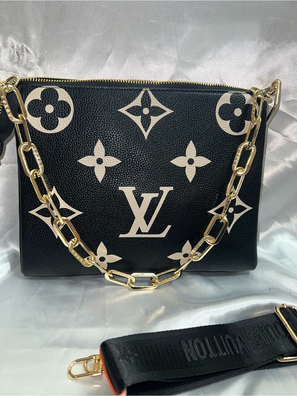 Inspired Black Monogram Chain Pochette - Designer Shoulder Bag
